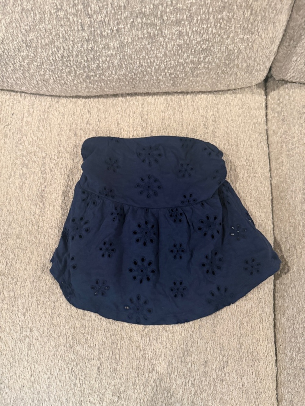 Navy Eyelet Strapless tube top 
American eagle